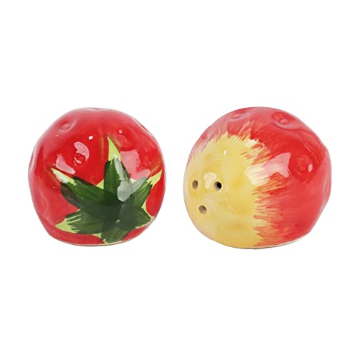 Novelty Ceramic Fruit Salt and Pepper Shakers Set - Mini Strawberry - color: Mini Strawberry