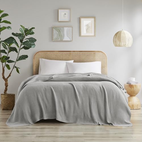 INK+IVY Bree Knit All Season Blanket Lightweight for Summer, Twin, Grey | Ultra Soft, Acrylic, Breathable Fabric for Bed or Couch, OEKO-TEX Certified - color: Grey, size: Twin (66 in x 90 in)