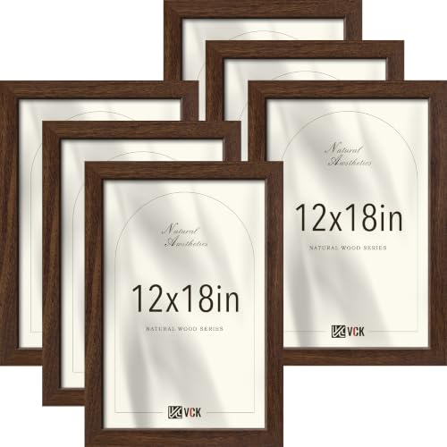 VCK 12x18 Picture Frames Brown - Wide Border Wood Poster Frame, Multi-Directional Display Family Photos, Office Prints, Studio/Gallery Artwork, Woodgrain Series, Wall Hanging, Set of 6 - color: Brown, size: 12 x 18