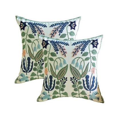 YIcabinet Pillow Covers Set of 2, Embroidered Branch Pattern Throw Pillow Cover,Square Cotton Cushion,Pillow Case for Sofa Bedroom Couch,18"x18" - color: Branch Pattern