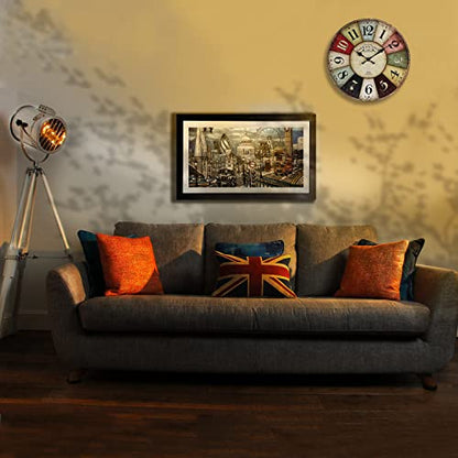 QWANPET Wall Clock - 12" Retro Rustic Style Quartz Clock, Silent Non-Ticking Wooden Battery Operated for Living Room, Kitchen, Home, Bathroom, Bedroom