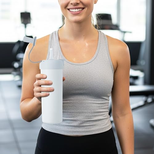 Glad Sip & Chug Insulated Water Bottle - Skinny Stainless Steel Tumbler with Straw and Chug Lid - Leak Resistant Double Walled Metal for Hot and Cold Drinks, 23oz, Grey - color: Gray