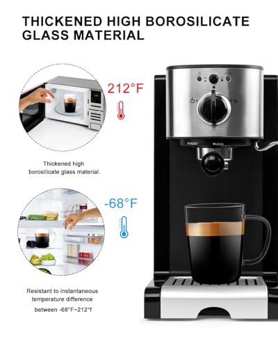 LUXU Glass Coffee Mugs, 17 oz Ice coffee cups,Large Beer Mugs Set of 4 | Everyday Drinkware,Water Glass,Glass Drink Tumblers,Bar Glassware,Borosilicate Glass Mugs with Handle for Hot/Cold Beverages - style: 17 oz coffee mugs