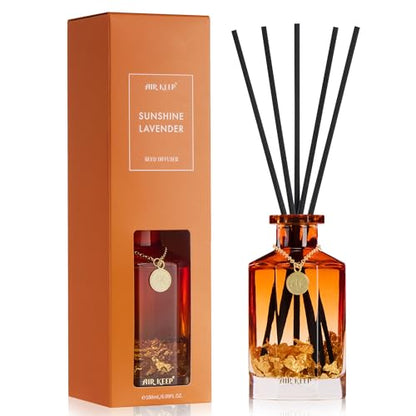 Reed Diffuser Set,Sunshine Lavender Luxury Scented Diffuser with Sticks Long Lasting Home Fragrance for Bathroom Shelf Decor 6.09 fl oz (180ml)