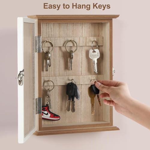 Wood Wall Mounted Key Holder 6 Key Hooks Key Organizer for Entryway | Wood wall mounted organizer rack with 6 key hooks decorative key hanger holder home decor office entryway hallway