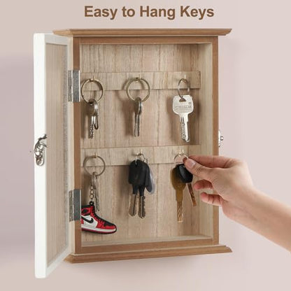 Wood Wall Mounted Key Holder 6 Key Hooks Key Organizer for Entryway | Wood wall mounted organizer rack with 6 key hooks decorative key hanger holder home decor office entryway hallway