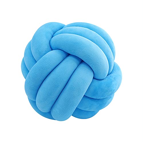 Knot Pillow Ball, Soft Plush Decorative Throw Pillow, Handmade Round Knotted Cushion for Sofa, Couch & Bedroom, Cute Home Decor Pillow (10.6 Inches, Blue) - color: Blue, size: 10.6 Inches