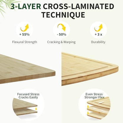 30'' X 20'' Extra Large Bamboo Cutting Board for Kitchen, Thick Butcher Block with Deep Juice Groove, Wooden Chopping Board Reversible Carving Board for Meat, Vegetables, Charcuterie and Serving