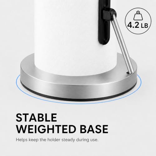 Paper Towel Holder with Spray Pump, All-in-One Countertop Paper Towel Stand with Refillable Bottle, One-Handed Tear Kitchen Roll Holder, Weighted Base, Brushed Stainless Steel(Nickel) - color: Nickel