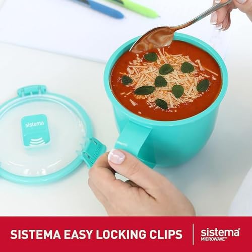 Sistema Microwaveable 900mL Soup Mug, Large Microwave Food Container with Steam-Release Vent, Dishwasher & Freezer-Safe, BPA-Free, Color May Vary, Large (Pack of 4) - size: Large (Pack of 4)