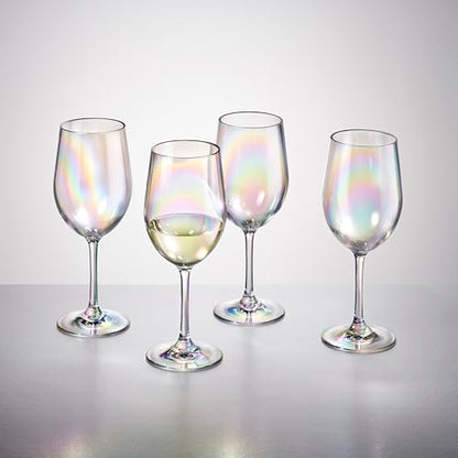Red Co. Set of 6 Classic Clear Acrylic 12 Fl Oz Outdoor Wine Goblets with Iridescent Finish - color: Iridescent Clear