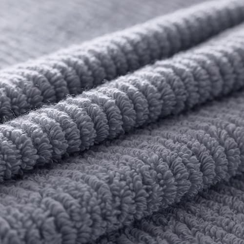 BOLL & BRANCH Turkish Ribbed Hand Towel Set, Mineral | Set of 2 - 100% Organic Turkish Cotton - Soft Absorbent Quick Dry Luxury Spa Hand Towels, Textured Rib Weave - color: Mineral, style: Turkish Ribbed