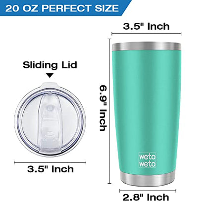 WETOWETO 20oz Insulated Stainless Steel Tumbler, Double Wall Vacuum Leak-proof Travel Coffee Mug, Powder Coated Water Cup (Cyan, 1 Pack) - color: A2-Cyan, style: Tumbler, 1 Lid
