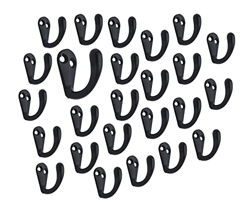 Premium Quality Single Prong Hook Hanger, Zinc Die Cast Matte Black, Made in Taiwan, 25 Pack - color: Matte Black, size: 25 Pack
