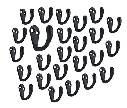 Premium Quality Single Prong Hook Hanger, Zinc Die Cast Matte Black, Made in Taiwan, 25 Pack - color: Matte Black, size: 25 Pack
