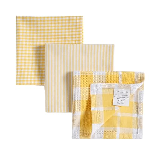 Lane Linen 100% Cotton Kitchen Towels - 6 Pack Dish Cloths Quick Drying, Soft Absorbent - Yellow, 12"x12" - color: 07: Yellow, size: 12"x12" - 6 Pack