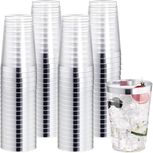 I00000 50 Pack 12 oz Silver Plastic Cups, Premium Silver Disposable Cups | BPA-Free, Heavy Duty, Everyday Use, Bulk Catering, Wine Glasses, Cocktail Glasses, Silver Cups Perfect for Party & Wedding - color: 12-Silver-50