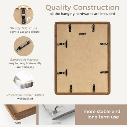 12x16 Solid Oak Wood Picture Frame With Mat - Tempered Glass & Hanging Hardware Included - Walnut, 1 Pack - color: Walnut, size: 12''x16''-1P