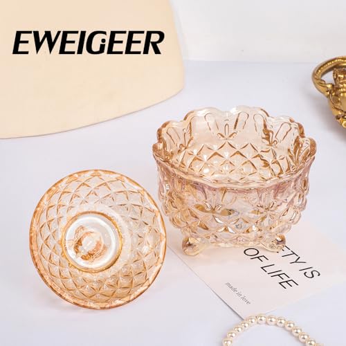 Crystal Glass Fall Candy Snack Barrel Storage Jar Embossed Luxury Cookie Buffet Canister With Lids Jewelry Box Jar Biscuit Containers(Amber) - color: Butterfly-Amber