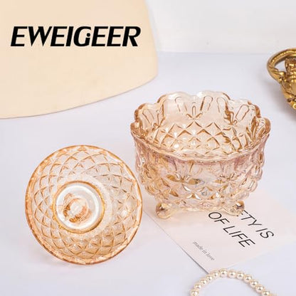 Crystal Glass Fall Candy Snack Barrel Storage Jar Embossed Luxury Cookie Buffet Canister With Lids Jewelry Box Jar Biscuit Containers(Amber) - color: Butterfly-Amber