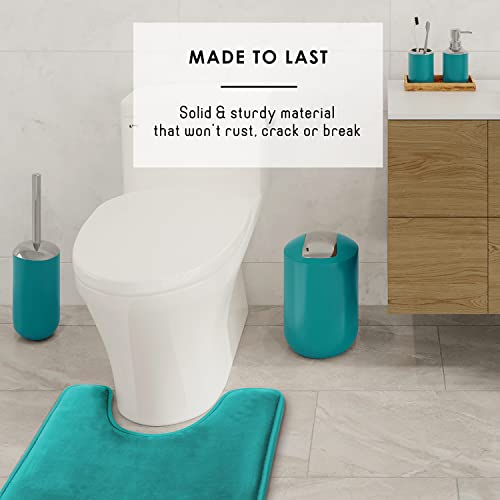 Clara Clark Bathroom Set - Teal Bathroom Accessories Set, Bathroom Sets with Shower Curtain and Rugs, 23PC Shower Curtain Set with Liner, Soap Dispenser, Soap Dish, Toilet Brush Holder, and Trash Can - color: Teal, size: Complete Set + Bath Rugs
