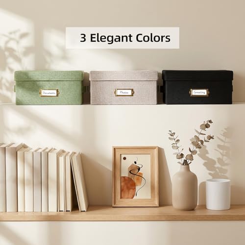 Collapsible Photo Storage Box, Adjustable Dividers - Black, 28cm | Holds 850 Photos, Hook & Loop Dividers, Handle, Label Stickers - color: Black, size: 11.22"x6.89"x5.12"