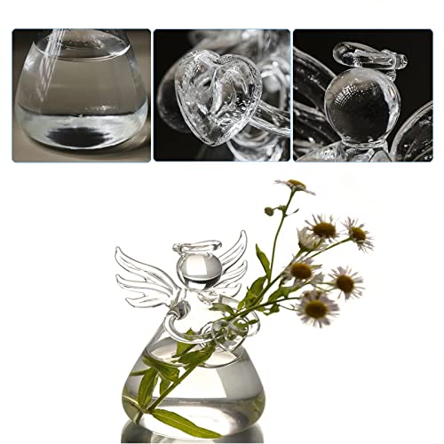Angel Design Glass Vases Clear Flower Plant Terrarium Container Hanging Vase Wedding Decor Garden Ornaments Hanging Planter (Pack of 10) - size: 10 pcs