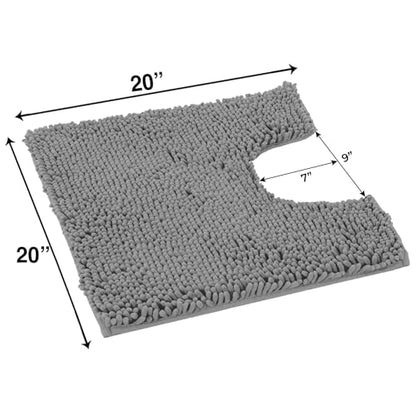 LuxUrux Toilet Rugs U Shaped Washable, Bathroom Toilet Mat, Extra-Soft Plush Bath Bathroom Rug,1'' Chenille Microfiber Material, Super Absorbent Shaggy Machine Wash & Dry (20 x 20 inch, Light Grey) - color: Light Grey, size: 20'' X 20'' U