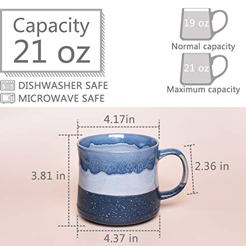 PCS 21 Oz Bosmarlin Large Stoneware Coffee Mug - color: Blue