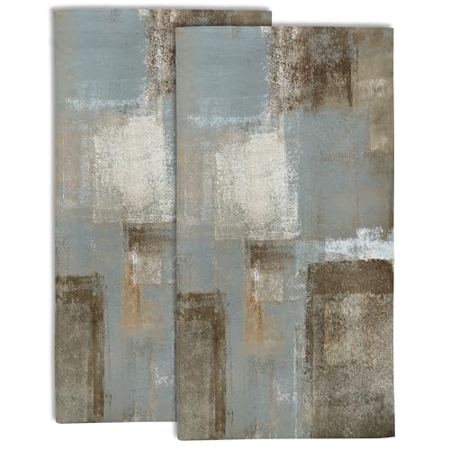 Grey and Brown Abstract Art Painting Bathroom Hand Towel Set of 2,Abstract Oil Painting Kitchen Hand Towel,Soft Absorbent Decorative for Hotel Home Decor - color: Color14