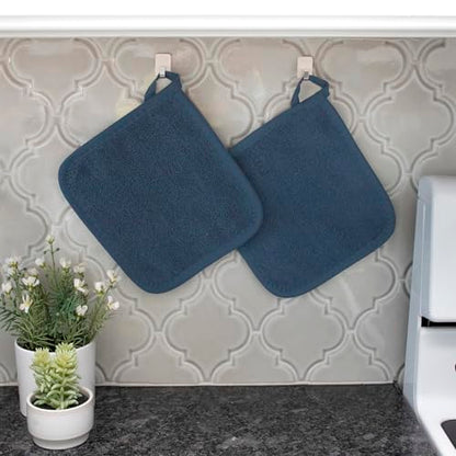 RITZ Terry Potholder & Hot Pad: Unparalleled Heat Resistant, Durable 100% Cotton – Ergonomically Designed for Optimal Grip – Easy-Care Machine Washable – 2-Pack, Midnight - color: Midnight, size: 2-Pack