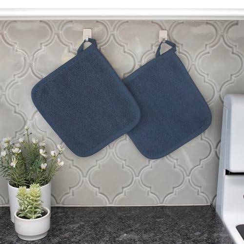 RITZ Terry Potholder & Hot Pad: Unparalleled Heat Resistant, Durable 100% Cotton – Ergonomically Designed for Optimal Grip – Easy-Care Machine Washable – 4-Pack, Midnight - color: Midnight, size: 4-Pack