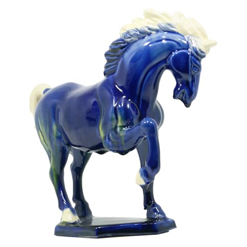 Handmade Ceramic Horse Sculpture for Home and Office Décor 8 inch Blue | Cultural Art Piece,Museum Collection Inspired for Home and Office Decor - color: Blue