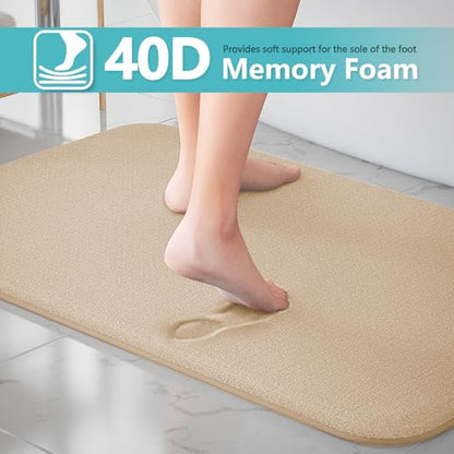 Beige Bath Mat Sets Extra Soft Memory Foam Bathroom Rugs 3 Piece Non Slip Absorbent & Dry Living Mat Sets Washable Bath Carpets with Toilet Rug,Bath Rugs for Bathroom,Tub,Shower,Kitchen,Bedroom - color: Beige