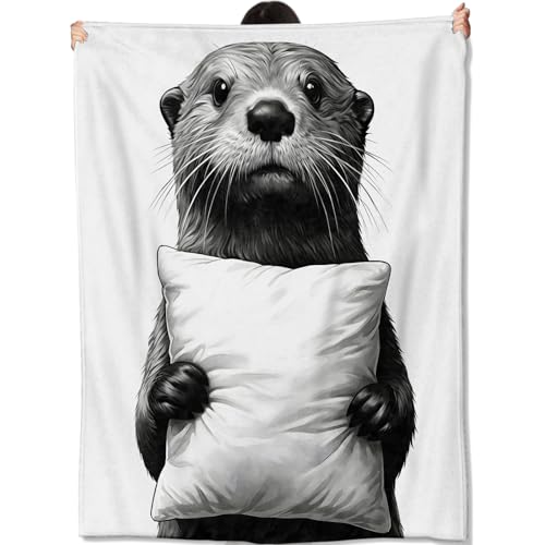 Cute Otter Blanket,Minimal Wildlife Illustration Throw Blankets Cozy Lightweight Flannel Throws 60×80 for Sofa Bed,All Season Decorative Cover for Living Room Bedroom,Gifts for Teens Adults - color: Otter, size: 80x60 Inch