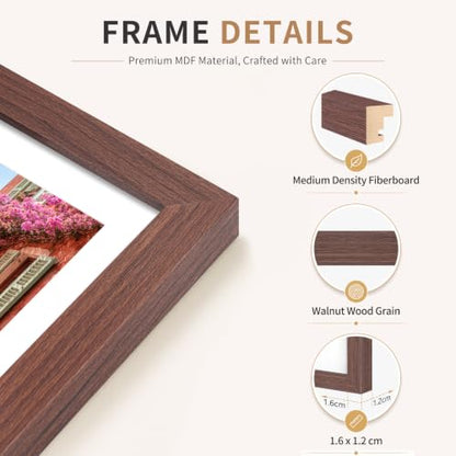 11x14 Picture Frames Set of 3 Mahogany Photo Frame Wall Table Display | Sturdy MDF 11x14 frames with mat clear plexiglass Hangs on wall stands table family pics weddings diplomas home or office - color: Mahogany, size: 11x14