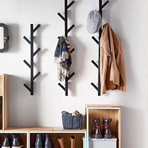 Coat Rack & Hat Rack - Modern Design - Wall Mounted - Stylish - (Black) - color: Black