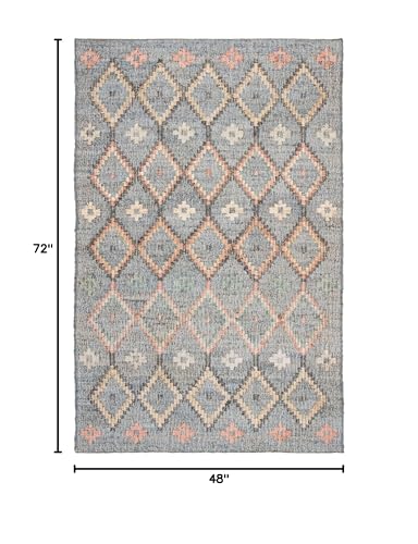SAFAVIEH Kilim Collection Accent Rug - 4' x 6', Charcoal & Gold, Charcoal and Gold Wool Design, Ideal for High Traffic Areas in Entryway, Living Room, Bedroom (KLM753F) - color: Charcoal/Gold, size: 4' x 6' (Rectangular)
