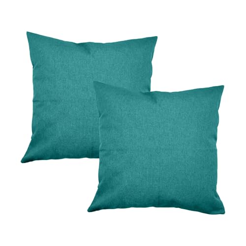 Linen Throw Pillow Covers Set of 2, Soft Neutral Textured Cushion Covers,Decorative Farmhouse Boho Pillowcases for Sofa Couch Living Room Bedroom Decor(Teal 16 * 16") - color: Teal, size: 16" x 16" (Pack of 2)