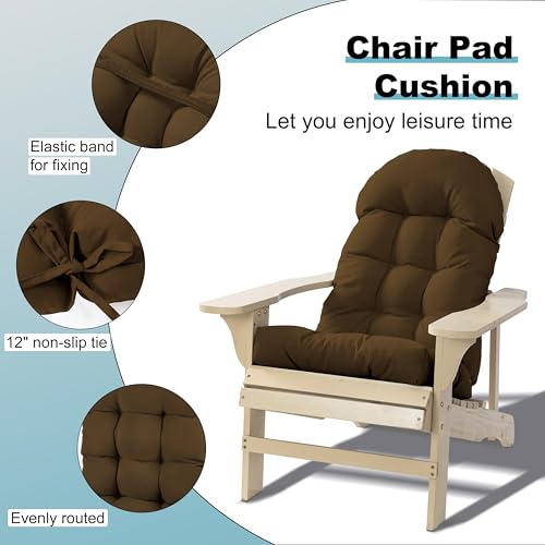 Adirondack Chair Cushion, Rocking Chair Cushion 44x19.4x4 inch, High Back Patio Cushions of Upper and Lower with Ties, Sunscreen and Fade-Resistant (Brown, 2) - color: Brown