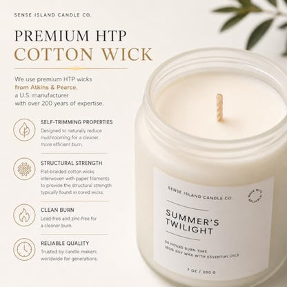 Summer's Night Scented Candles for Mid Summer Twilight | Natural Soy Candle 7oz, up to 50 Hrs Burn Time Highly Scented Giftable - color: Summer's Twilight