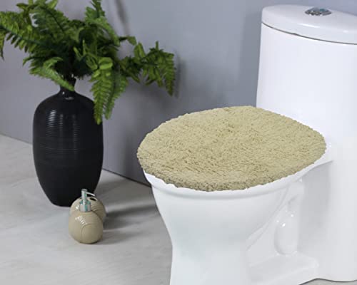 Home Weavers Double Ruffle Collection 100% Cotton Bathroom Rugs Set, Washable Rug, Extra Soft and Absorbent bath Rug, Kitchen Mat, Bath Mat Set, Bath Floor Mat Non Slip, 18"x18" Toilet Lid Cover, Sage - color: Sage, size: 1'6" (Round)