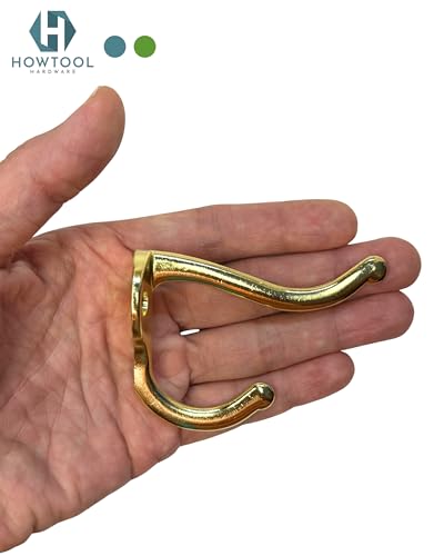 Coat Hooks for Wall Hanging Heavy Duty Wall Mounted Brass Plated, 5 Pack - color: Brass