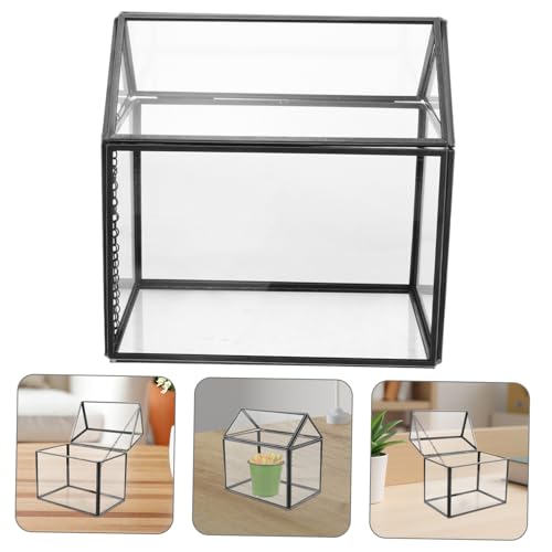 House Shape Geometric Glass Terrarium Planter Indoor Greenhouse with Swing Lid for Succulents Moss and Orchids Creative Tabletop Display for Home Decor and Gifting