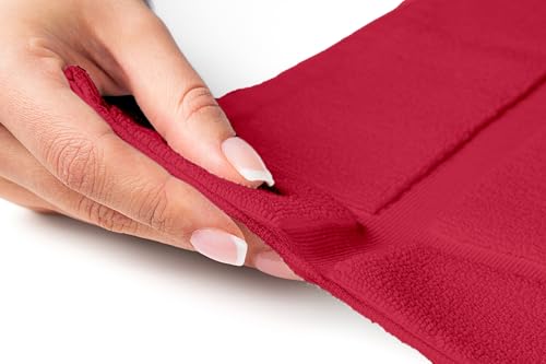 100% Cotton Bath Mat 24x17 Inches, 1350 GSM Thick Plush, Soft Absorbent, Oeko-Tex Certified, Durable Construction– Red - color: Red