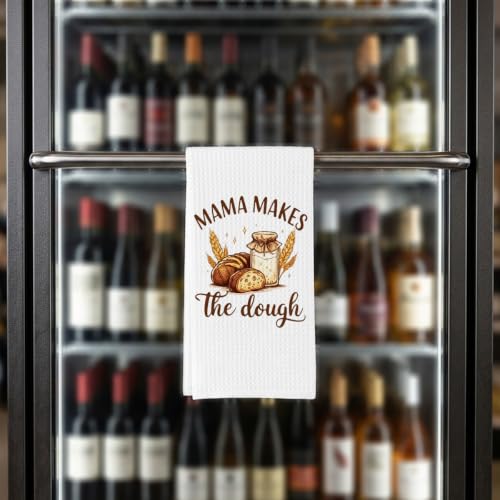 Sourdough Baking Gifts Dish Towels for Women Hostess, Baker Mom Waffle Weave Kitchen Towels for Bread Lover, Mama Makes The Dough - color: Dough