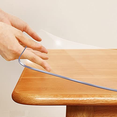 Thick Clear PVC Table Protector Cover Rug 12x72 Inch Rectangular Vinyl Plastic Desk Protector Pad Floor Carpet Mat for Kitchen Countertop for Wooden Furniture Protection Cabinet Shelf Screen Cover Mat - color: Clear, size: 12"x72"