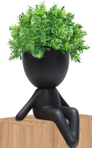 Zerzsy Fake Plants Succulents Office Table Decor Indoor Mini Succulent Plant Cute Artificial Plant Bathroom Decoration Set of 1 - color: Black-b