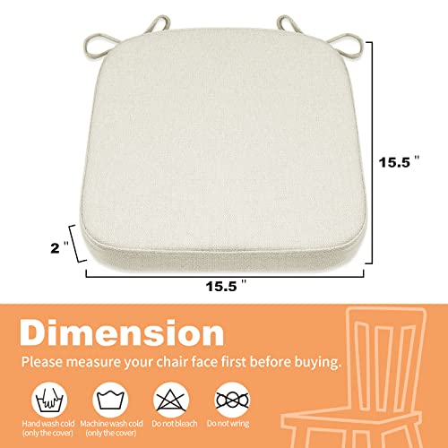 SINOSSO Memory Foam Chair Cushion for Folding Chair 1 Pcs, Thickened 2" Square Kitchen Chair Pad with Ties, Indoor Non-Slip Dining Chair Seat Cushion (1 Piece, Beige-Gray) - color: Beige-gray
