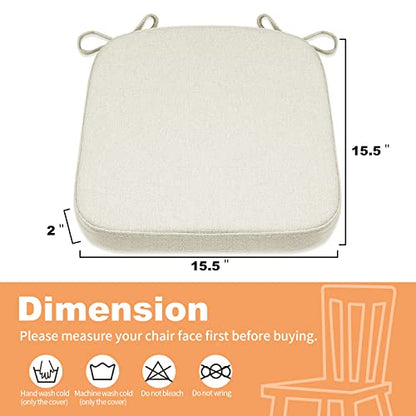 SINOSSO Memory Foam Chair Cushion for Folding Chair 1 Pcs, Thickened 2" Square Kitchen Chair Pad with Ties, Indoor Non-Slip Dining Chair Seat Cushion (1 Piece, Beige-Gray) - color: Beige-gray